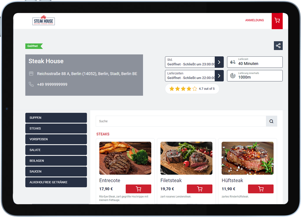 Red steak theme — tablet